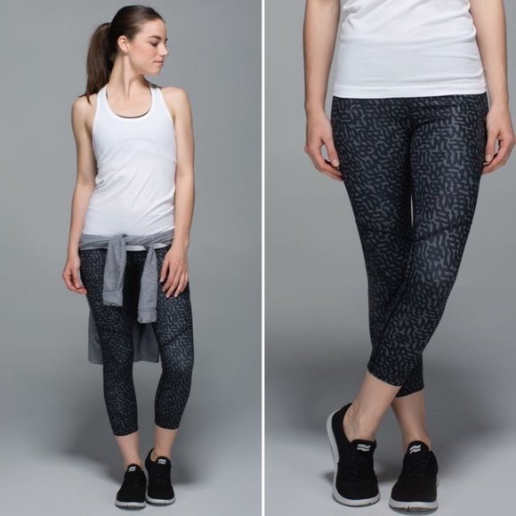 Lululemon All Sport Crop Legging Ace Spot Lullaby Black - Picture 2 of 14